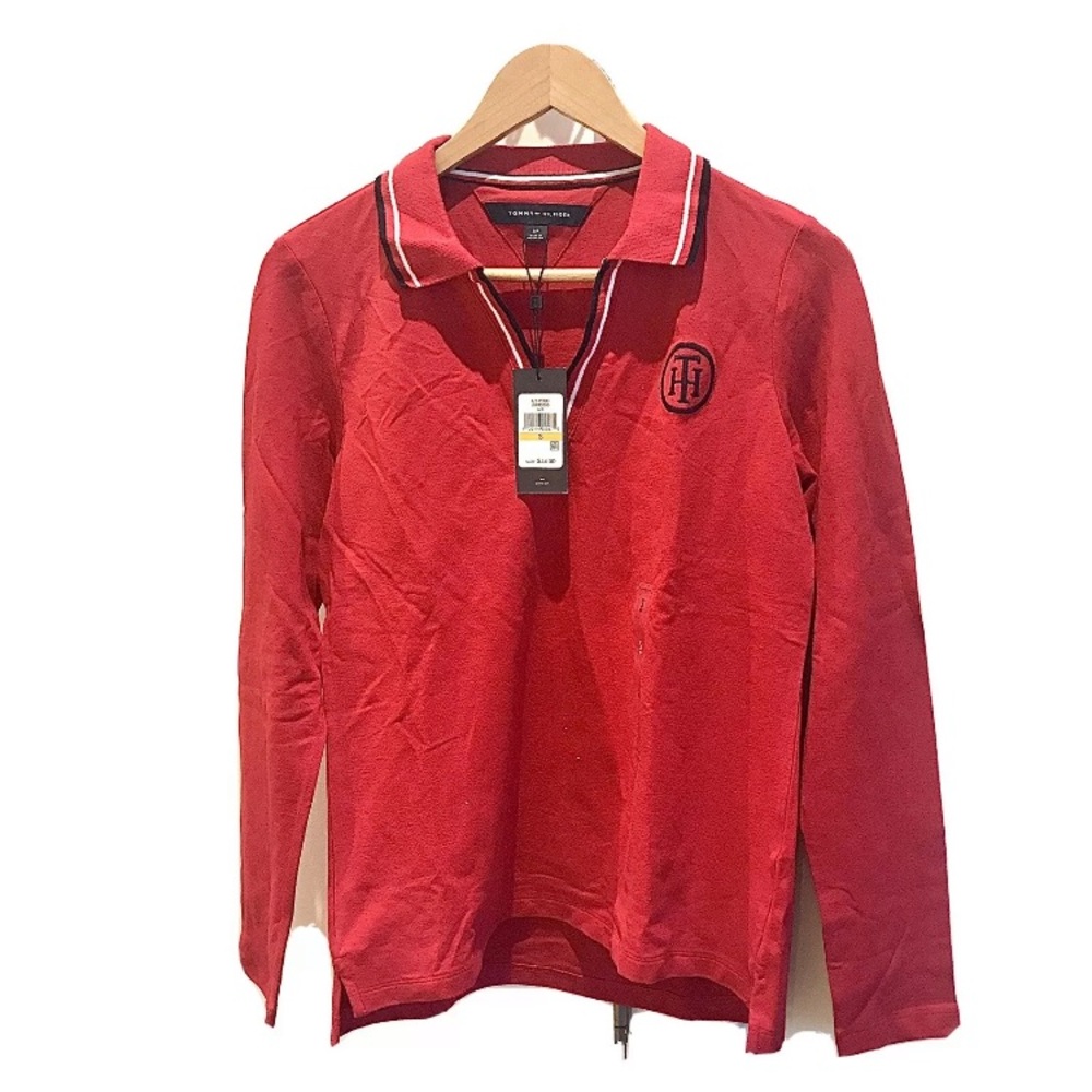 NWT Tommy Hilfiger Long Sleeve Polo Red Adult S